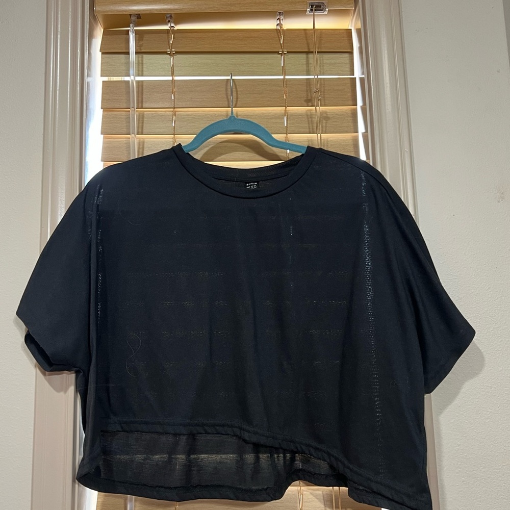 SHEIN Black Sheer Crop Top